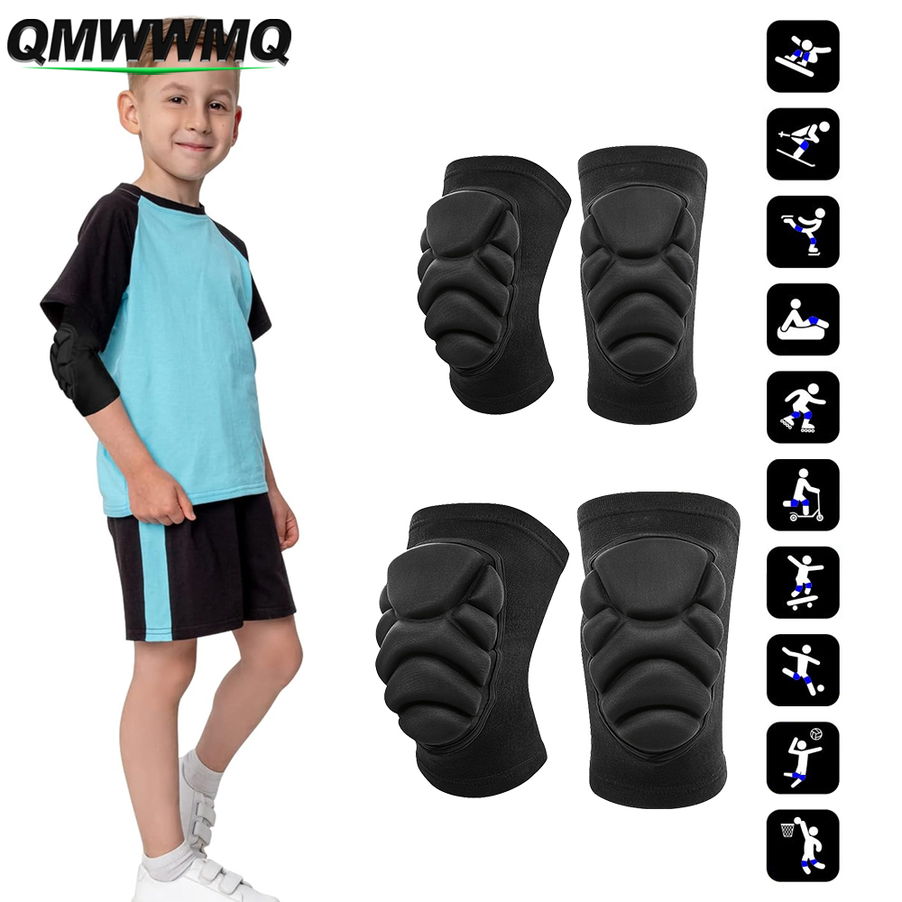 Youth Cycling Gear - 1ペアの子供用保護膝と肘パッドセット、青少年の男の子と女の子向け、バスケットボール、サイクリング、アウトドア用の柔軟な安全装備