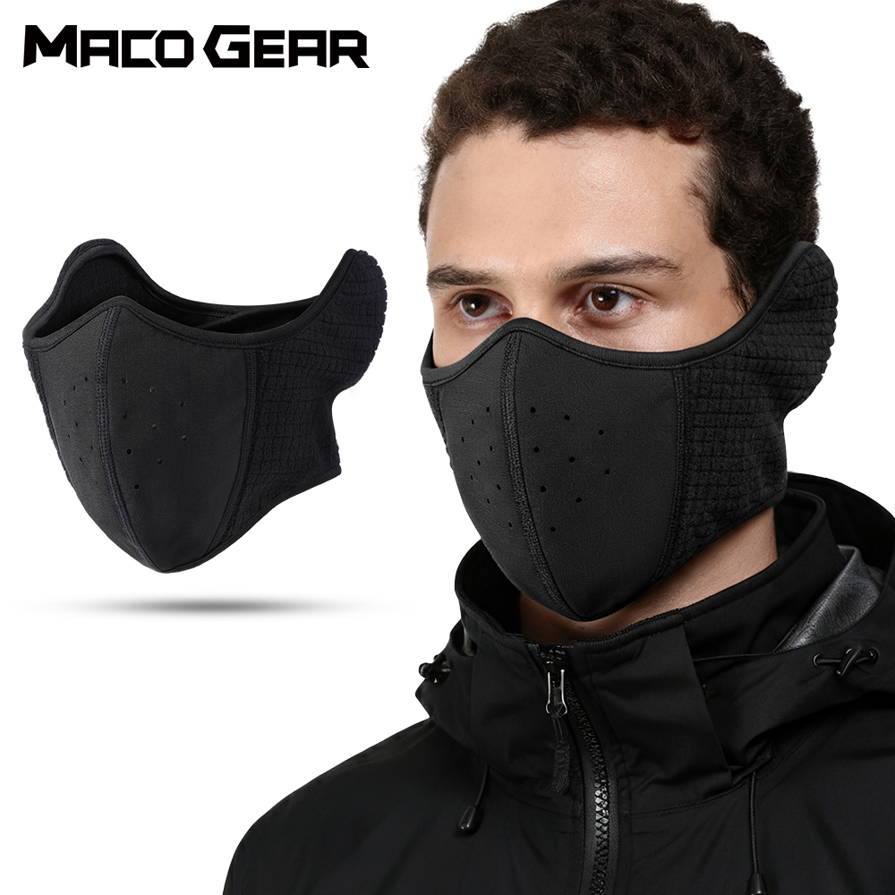 Cycling Gear For Cold Weather - 防風オートバイバラクラバ暖かいハーフフェイスマスクサイクリング乗馬スキー再利用可能なバンダナスカーフ耳保護防寒ギア