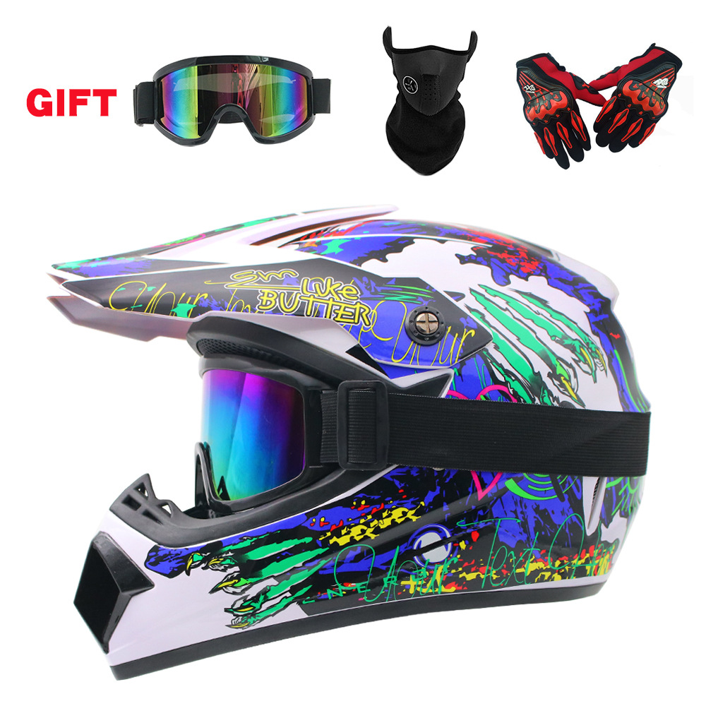 Youth Cycling Gear - 子供と青少年向けのダートバイクギア：フルフェイスヘルメット、オフロードゴーグル、サイクリング用保護グローブ