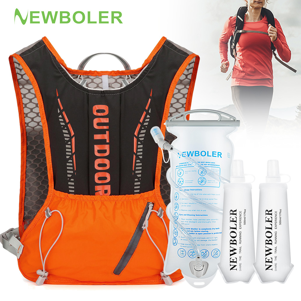Cycling Gear Backpack - NEWBOLER アウトドアスポーツランニングバッグ 通気性のあるハイドレーションジョギングバックパック 軽量サイクリングバックパック ウォーターボトル付き