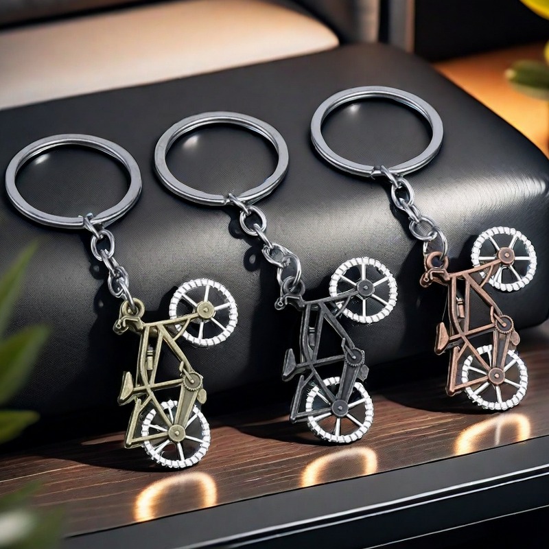 Yellow Cycling Gear - 3D 三次元金属自転車キーホルダーパーソナライゼーションアドベンチャーバッジキーリングオリジナリティバックパックキーリングアクセサリーギフト