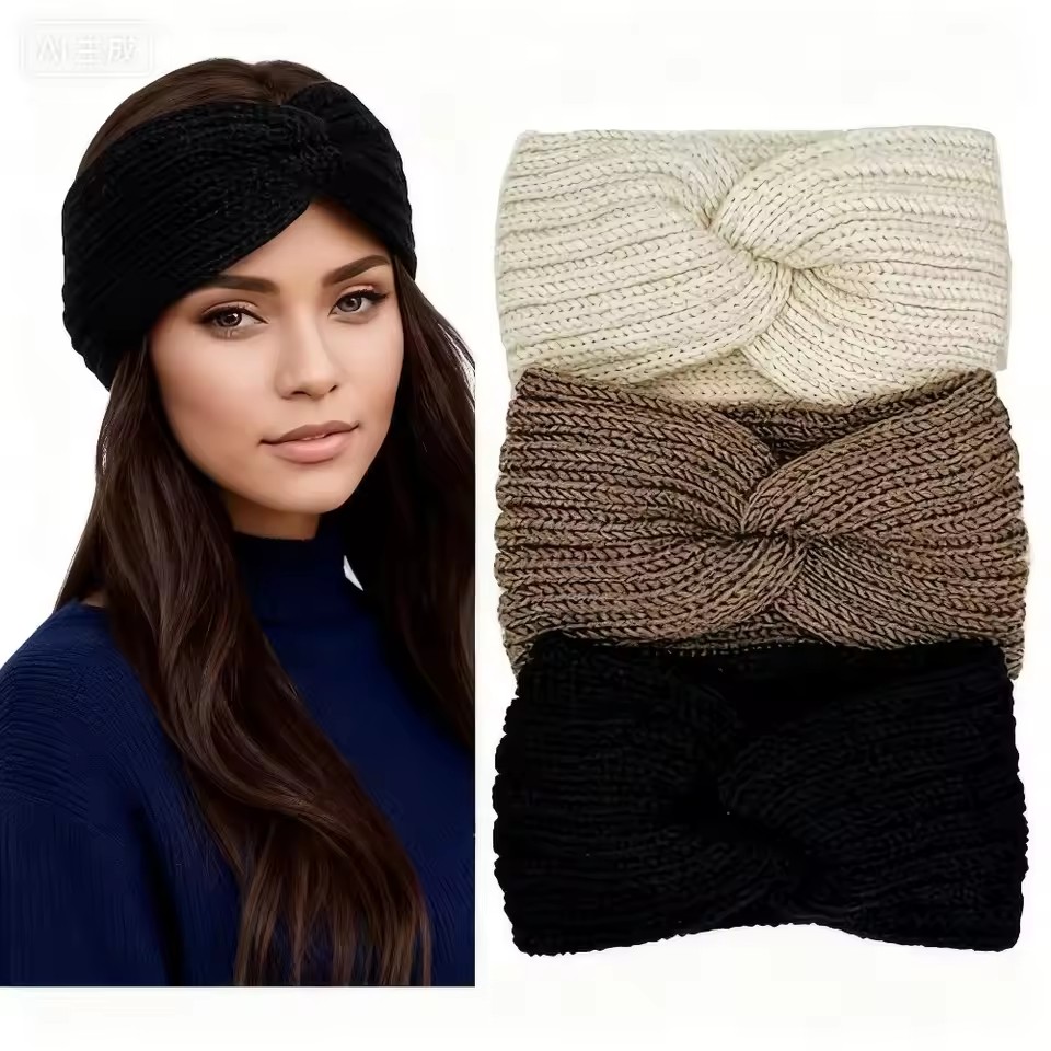 Cycling Gear For Cold Weather - 女性用冬用暖かいヘッドバンド - 厚手のニット耳ストラップヘアアクセサリー、冬用ヘッドバンド、防寒用品、スタイリッシュな帽子