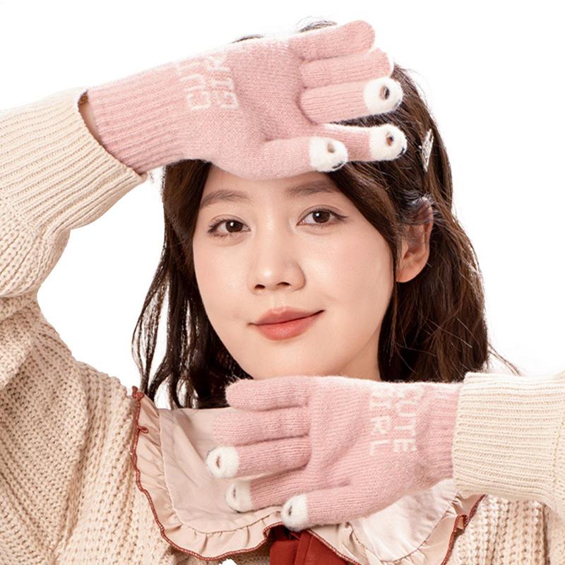 Cycling Gear For Cold Weather - 女性用のタッチスクリーンフィンガー付きの弾性手袋,暖かい手袋,寒い天候のギア,手を暖めるための滑り止めの熱手袋