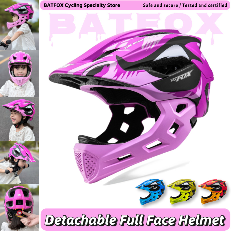 Youth Cycling Gear - BATFOX キッズ フルフェイス バイクヘルメット 取り外し可能 MTB