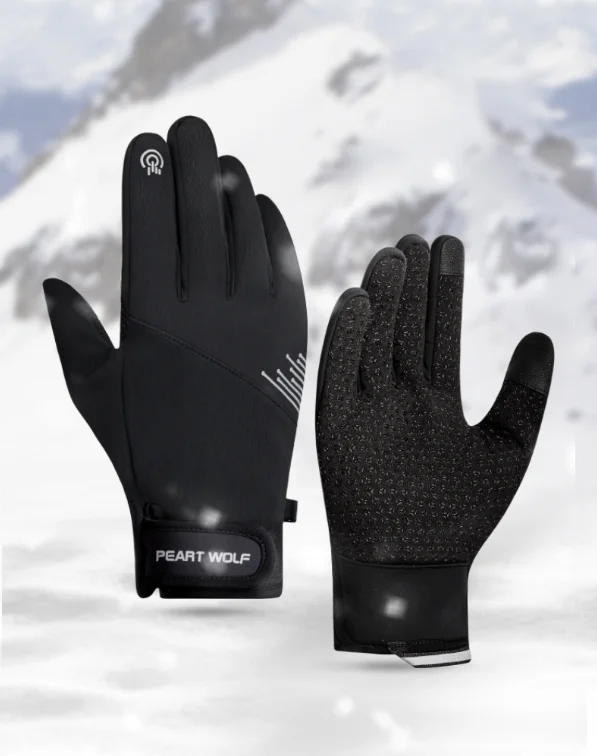 Cycling Gear For Cold Weather - 防風性のある暖かいタッチスクリーン対応冬用手袋 - スキー、サイクリング、スポーツ用のポリエステル製防寒装備