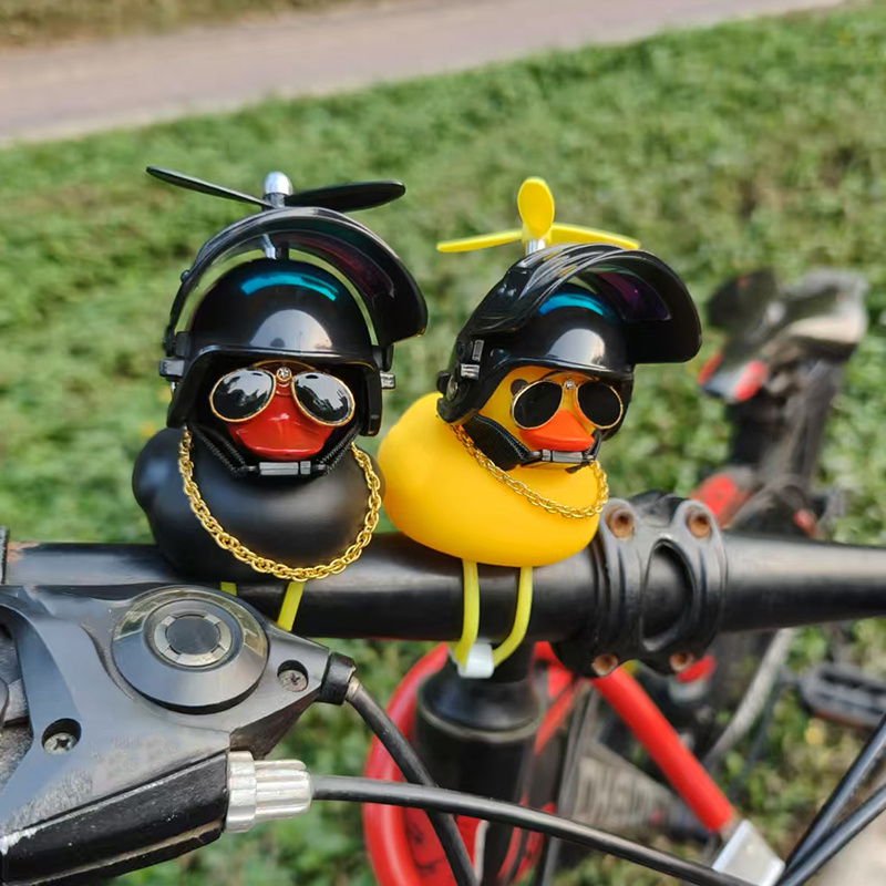かわいいゴム製アヒル自転車ハンドルバー自転車装飾プロペラ付き - Yellow Cycling Gear のレビューと価格