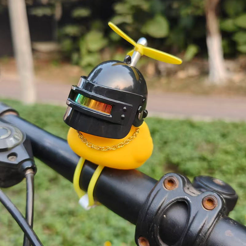 かわいいゴム製アヒル自転車ハンドルバー自転車装飾プロペラ付き - Yellow Cycling Gear のレビューと価格