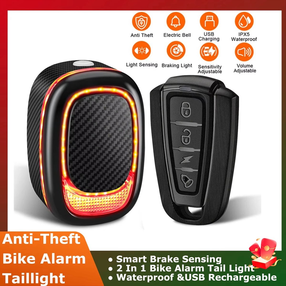 A61P 115dB リモコン式自転車テールライト 盗難防止 - Bike Tail Light のレビューと価格