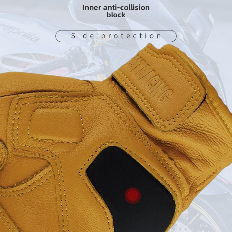 ヴィンテージオートバイレザーグローブ イエロー フルフィンガ - Yellow Cycling Gear のレビューと価格