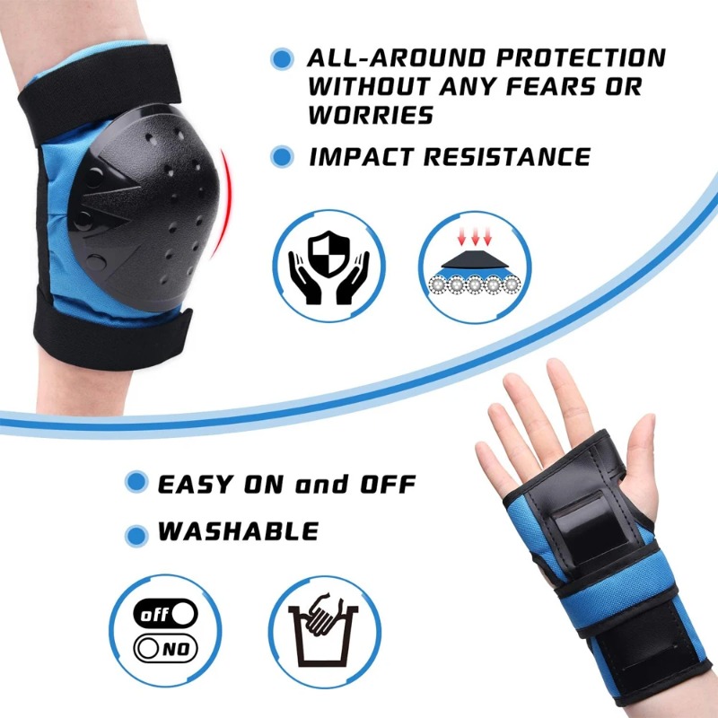 大人用ユース保護膝パッドセット肘手首ガードスケートボードバイ - Youth Cycling Gear のレビューと価格