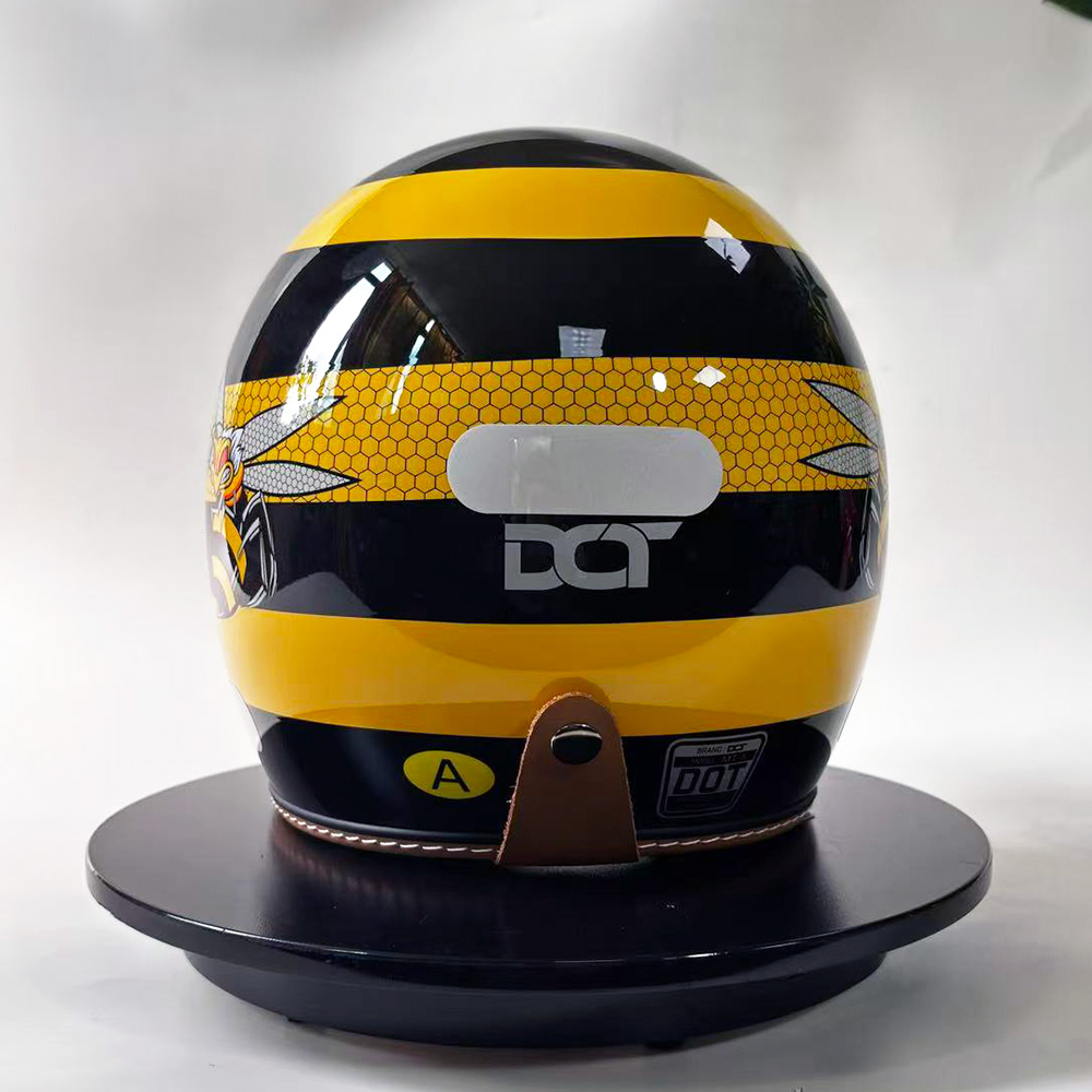 新しいレトロなオートバイヘルメットイエロービー 3/4 シェ - Yellow Cycling Gear のレビューと価格